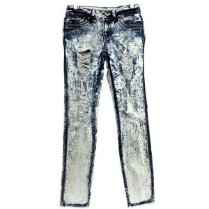 Clash Jeans USA Womens Size 5 Acid Wash Distressed Stretch Denim Pants 28x31